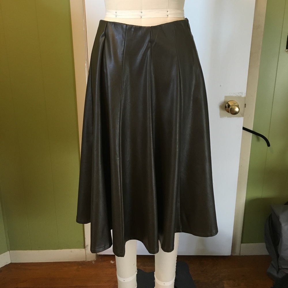 Faux leather panel skirt