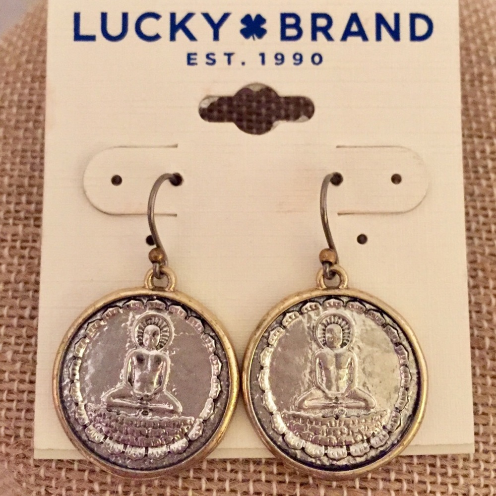 Lucky Brand Buddha Silver/Gold Dangle Earrings