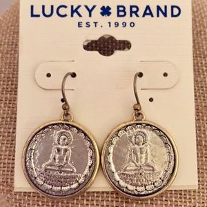 Lucky Brand Buddha Silver/Gold Dangle Earrings