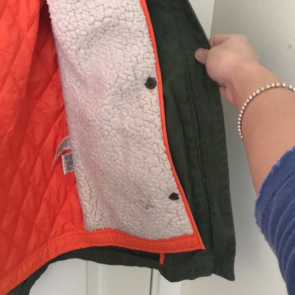 Olive parka jacket w extra lining and hooded fur - Picture 3 of 8