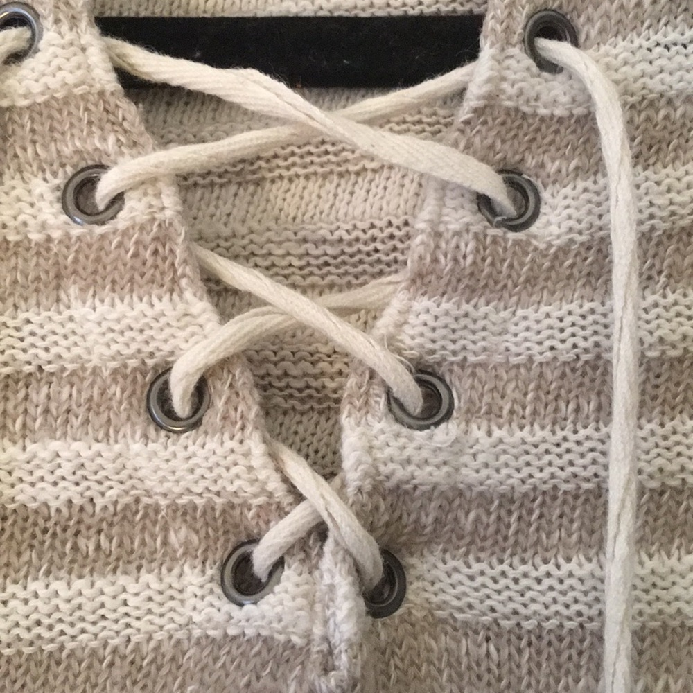 Long Sleeve Hooded Top With Criss Cross strings
