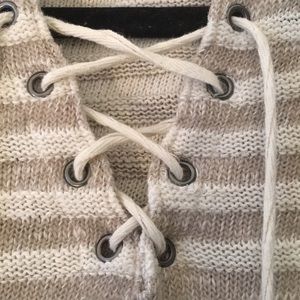 Long Sleeve Hooded Top With Criss Cross strings