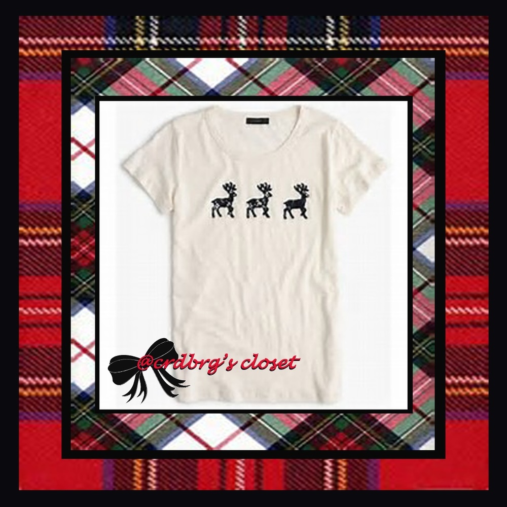 NWT, JCrew Lace Reindeer Tee