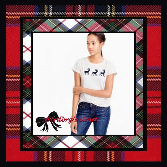 NWT, JCrew Lace Reindeer Tee - Picture 3 of 3