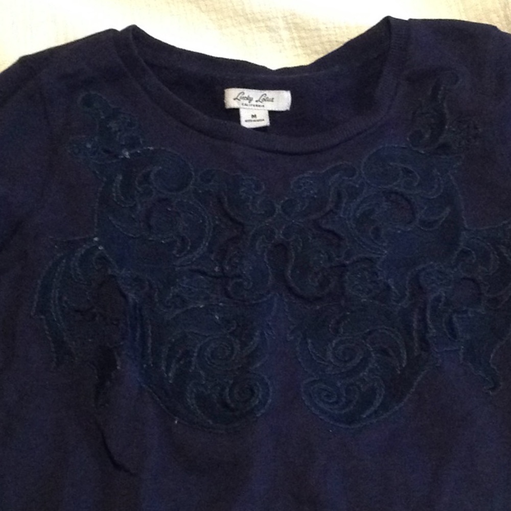 $10 SALE! Navy Embroidered Mesh Sweatshirt Sweater