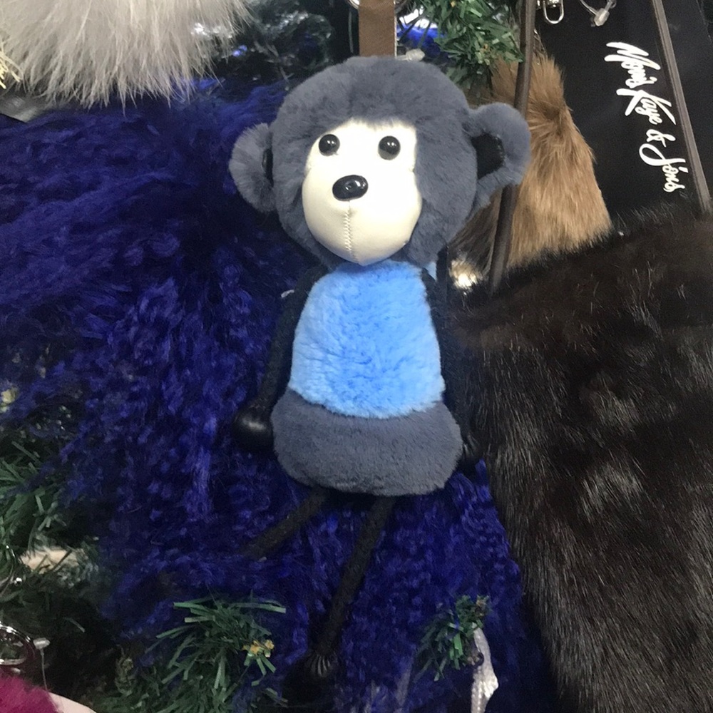 Sheared lamb monkey key chain