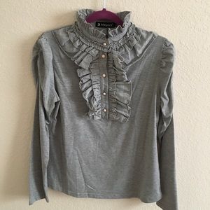 Grey high neck puffed sleeve T-shirt!