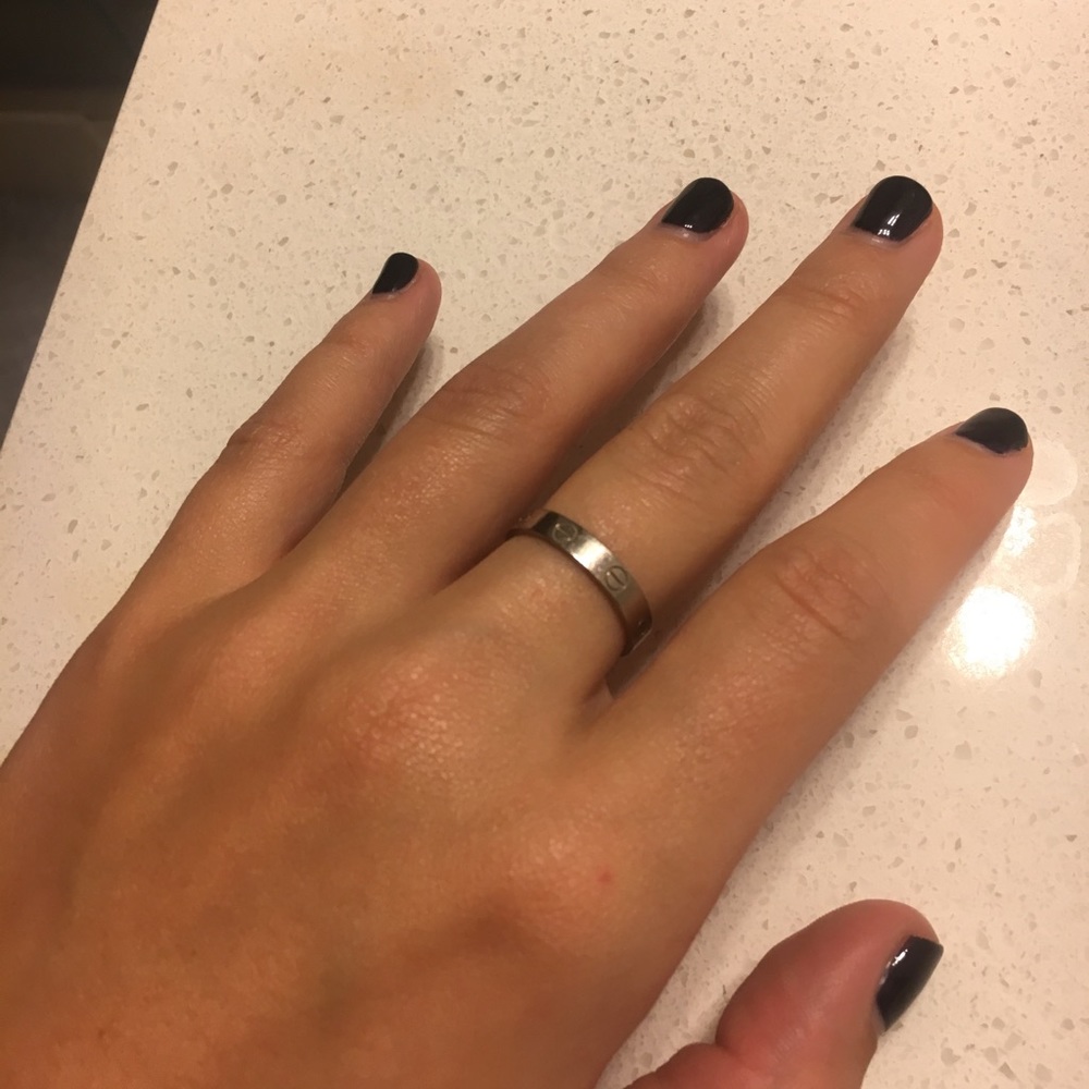 White gold mini cartier ring in size 8.5