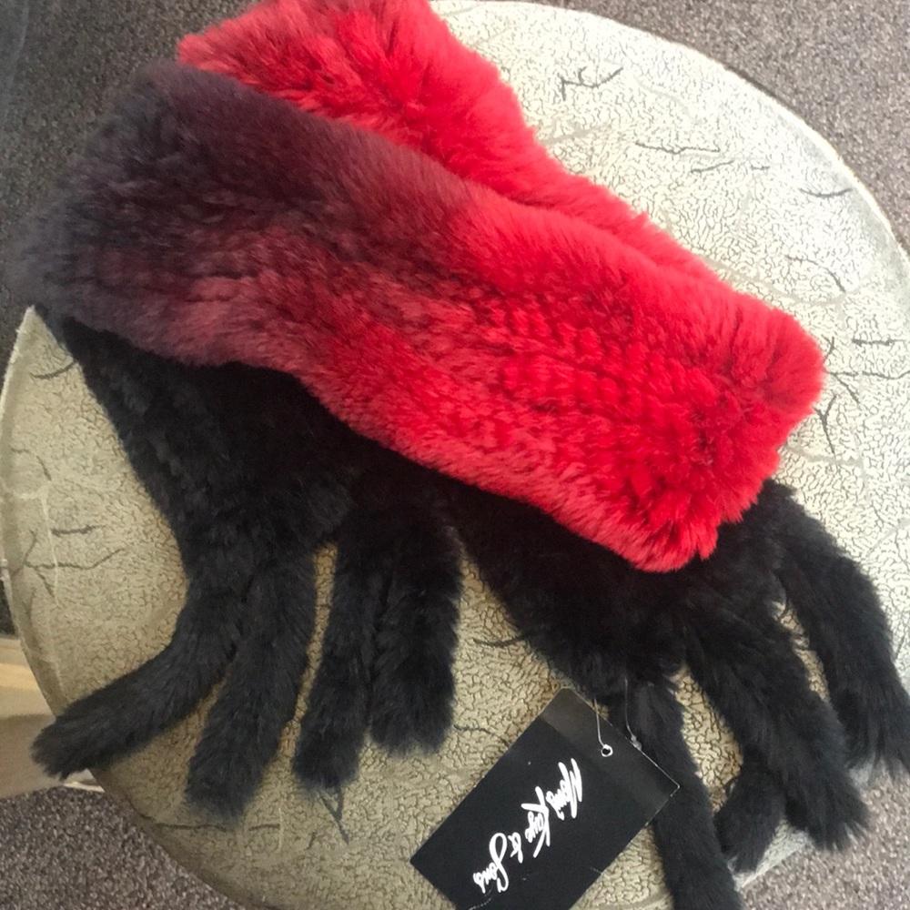 Red and Black Knitted Rabbit Scarf