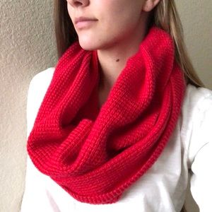 J. Crew Chunky Waffle Stitch Red Infinity Scarf