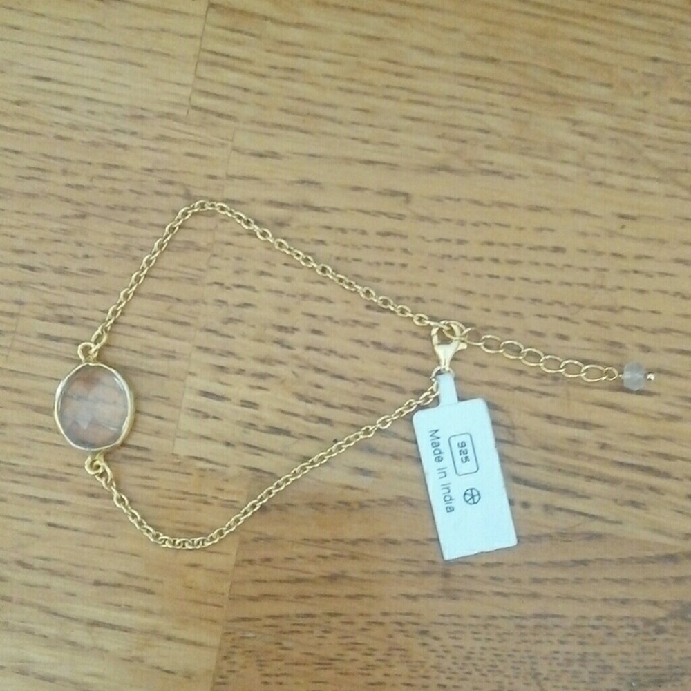 Sterling Gold Faceted Stone Bracelet - Picture 2 of 8