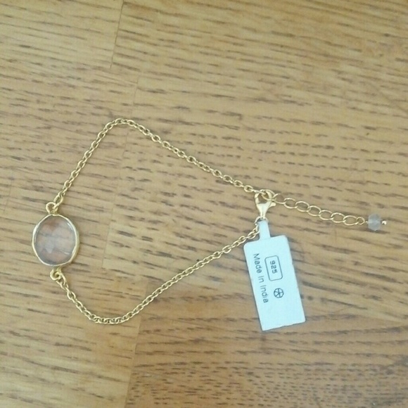 Sterling Gold Faceted Stone Bracelet - Picture 2 of 8