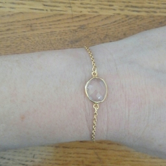 Sterling Gold Faceted Stone Bracelet - Picture 4 of 8
