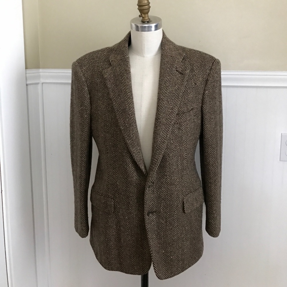 RALPH LAUREN HERRINGBONE TWEED JACKET WOOL