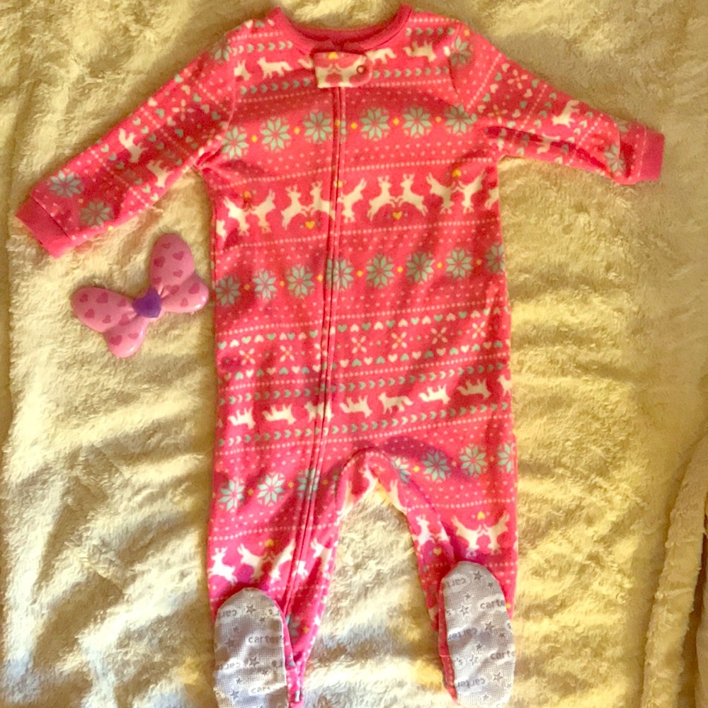 Carter’s holiday micro fleece footed onsie pajama