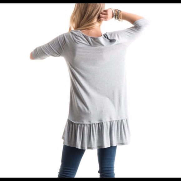 • Gray Peplum Hem Tunic • - Picture 4 of 8