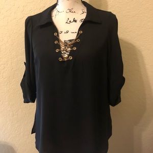 Bebe 3/4 lace up top