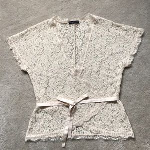 New York & Company lace top cream M