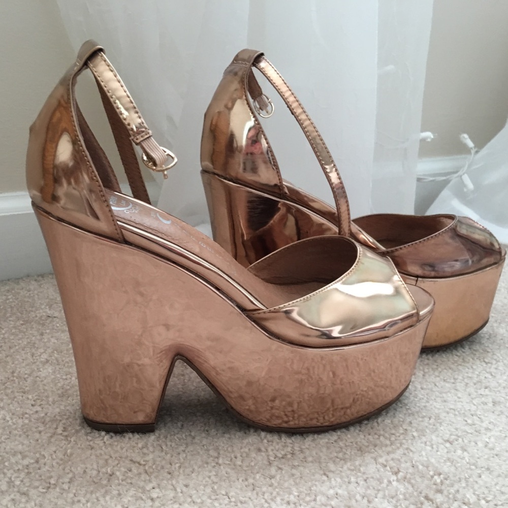 Jeffrey Campbell Rose Gold Metallic Platforms