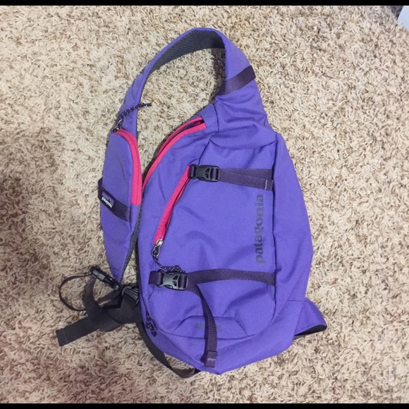 purple patagonia sling bag