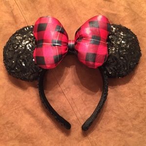 Minnie Mouse Sequined Ear Headband - Holiday Plaid