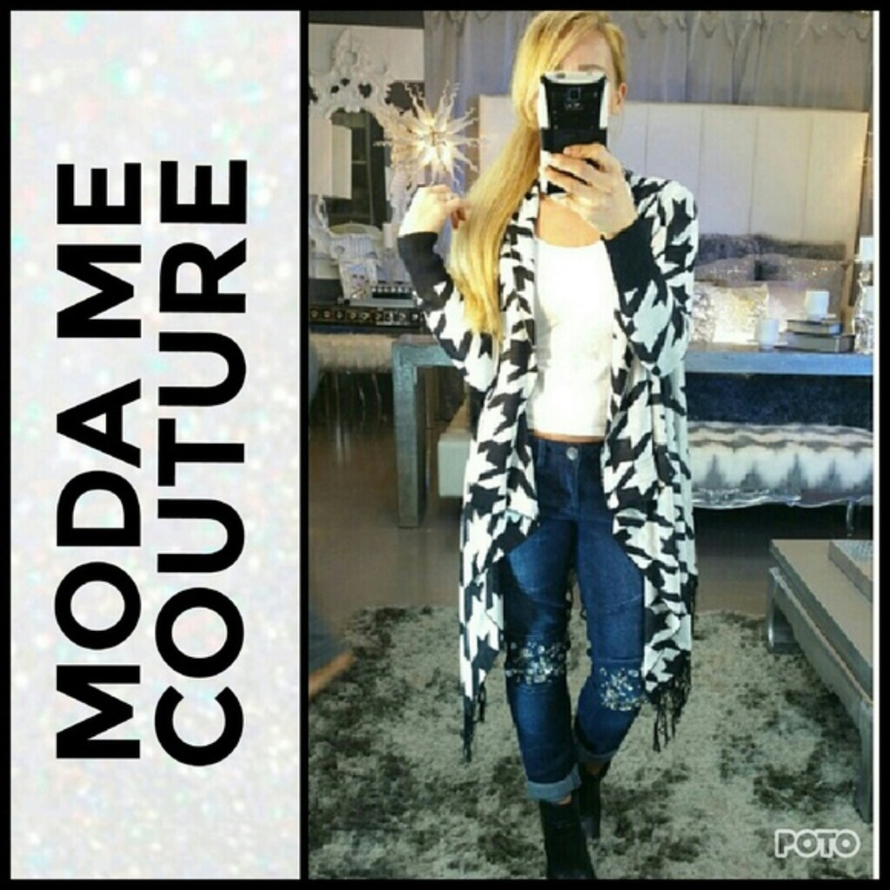 LAST 1 HOUNDSTOOTH CARDIGAN - Picture 2 of 4
