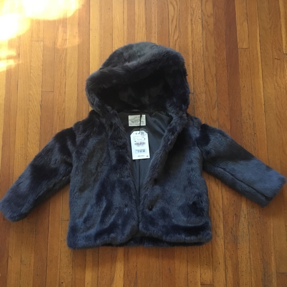 NWT Zara girl’s fur coat