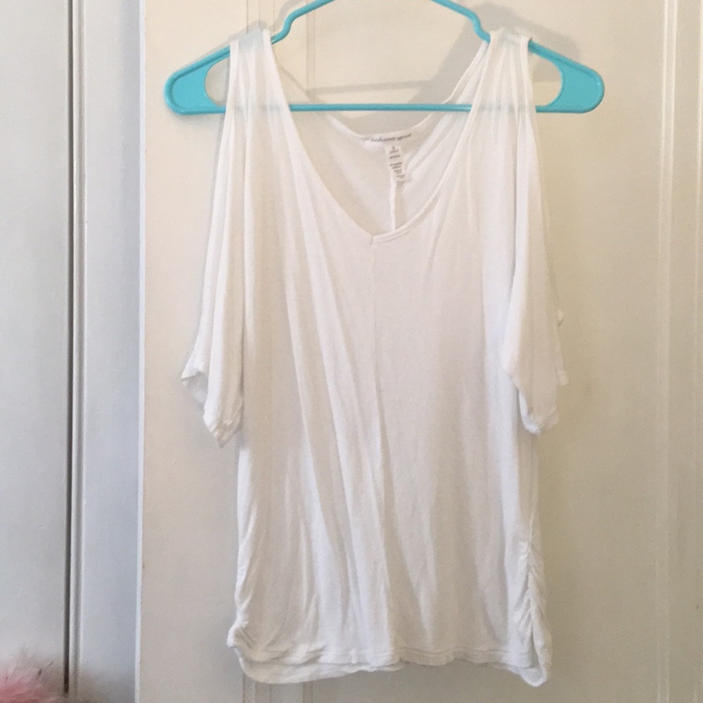 White Blouse With Cut Outs On Shoulders