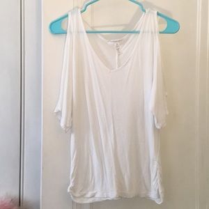 White Blouse With Cut Outs On Shoulders