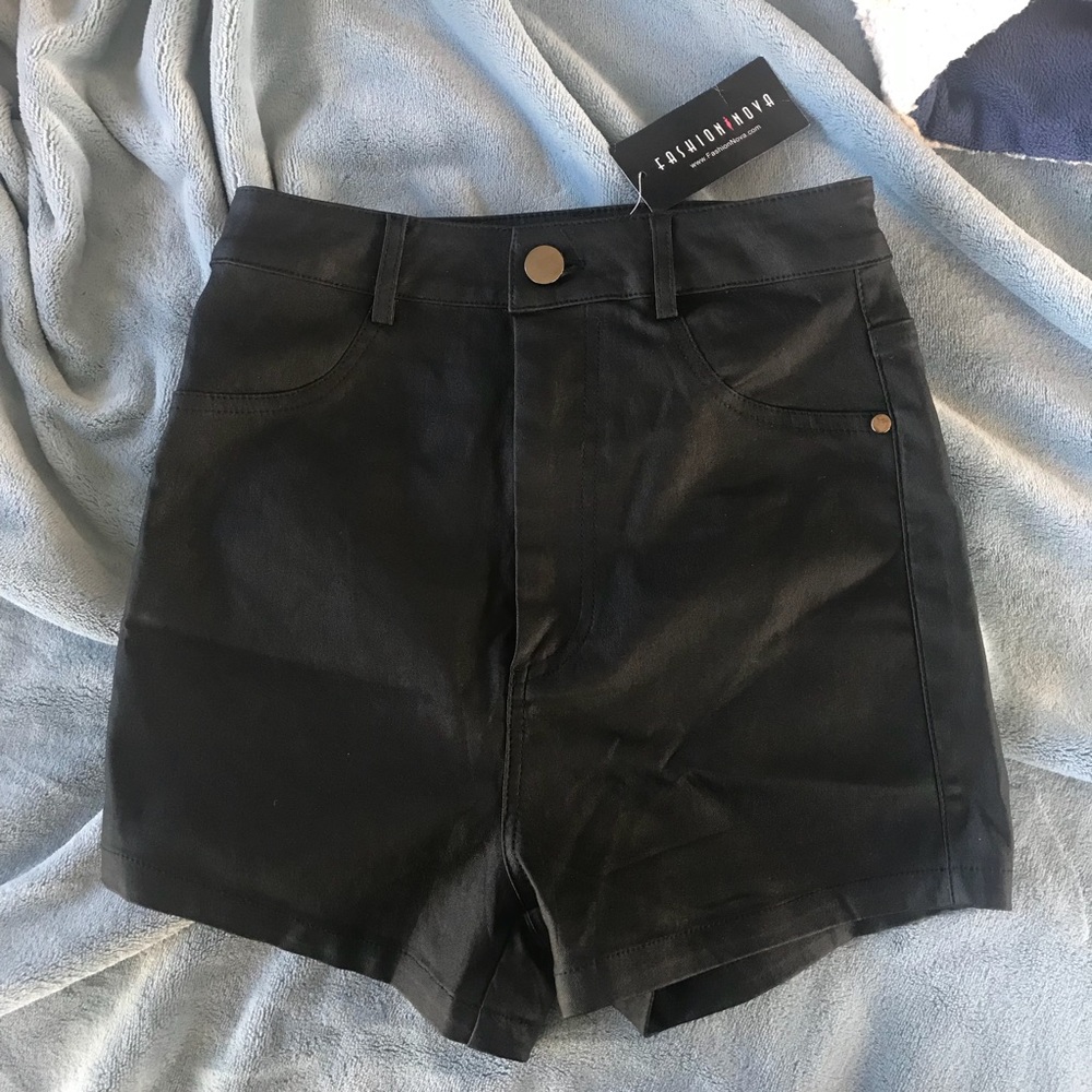 Fashion Nova high waisted leather shorts