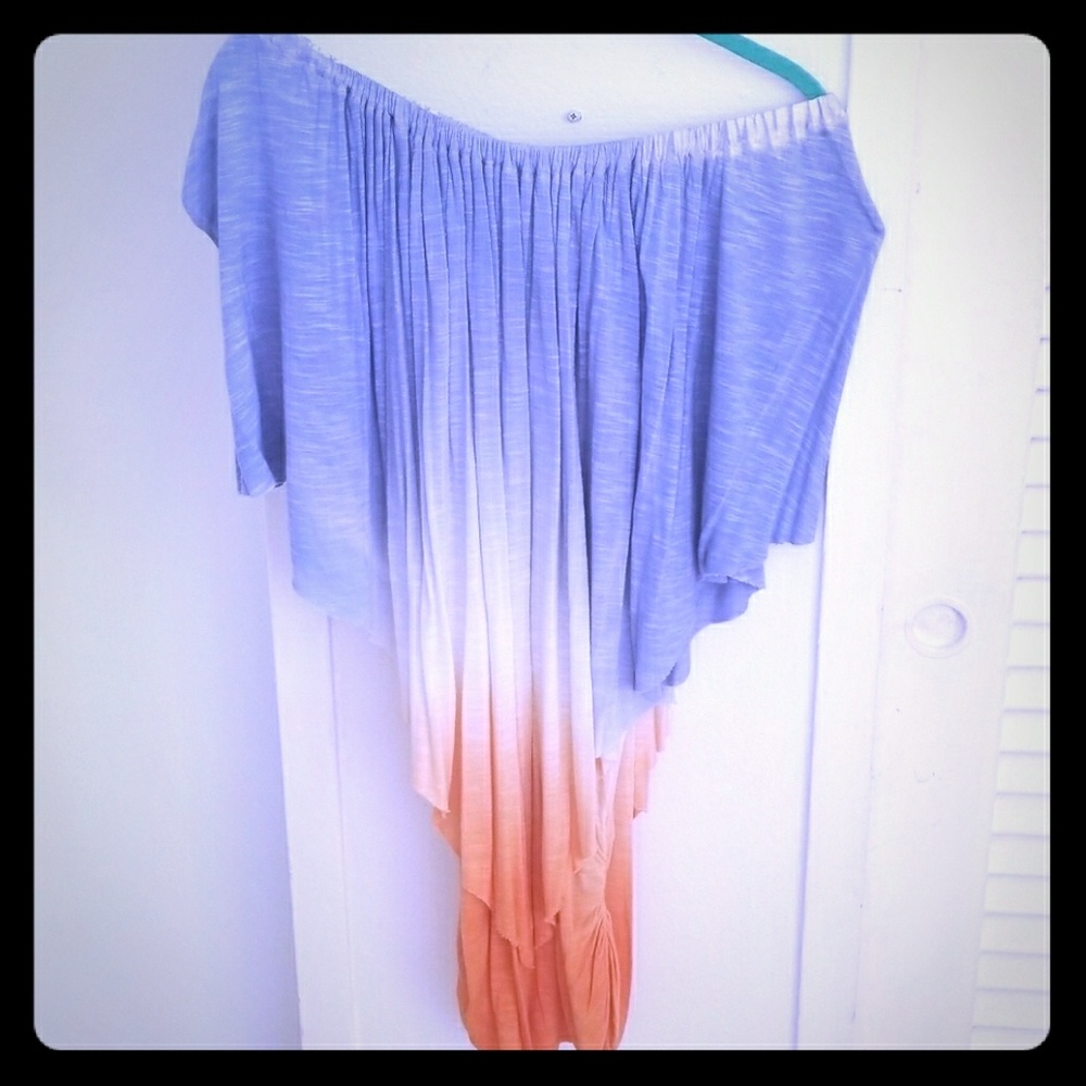 Off the shoulder,  soft, flow shirt, fitted bottom