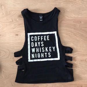 Coffee Days Whiskey Nights Cut Out Crop Top XS