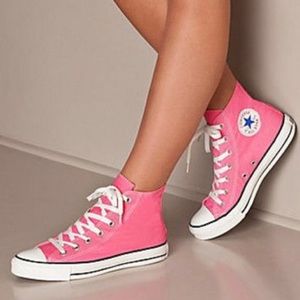 Pink high top converse