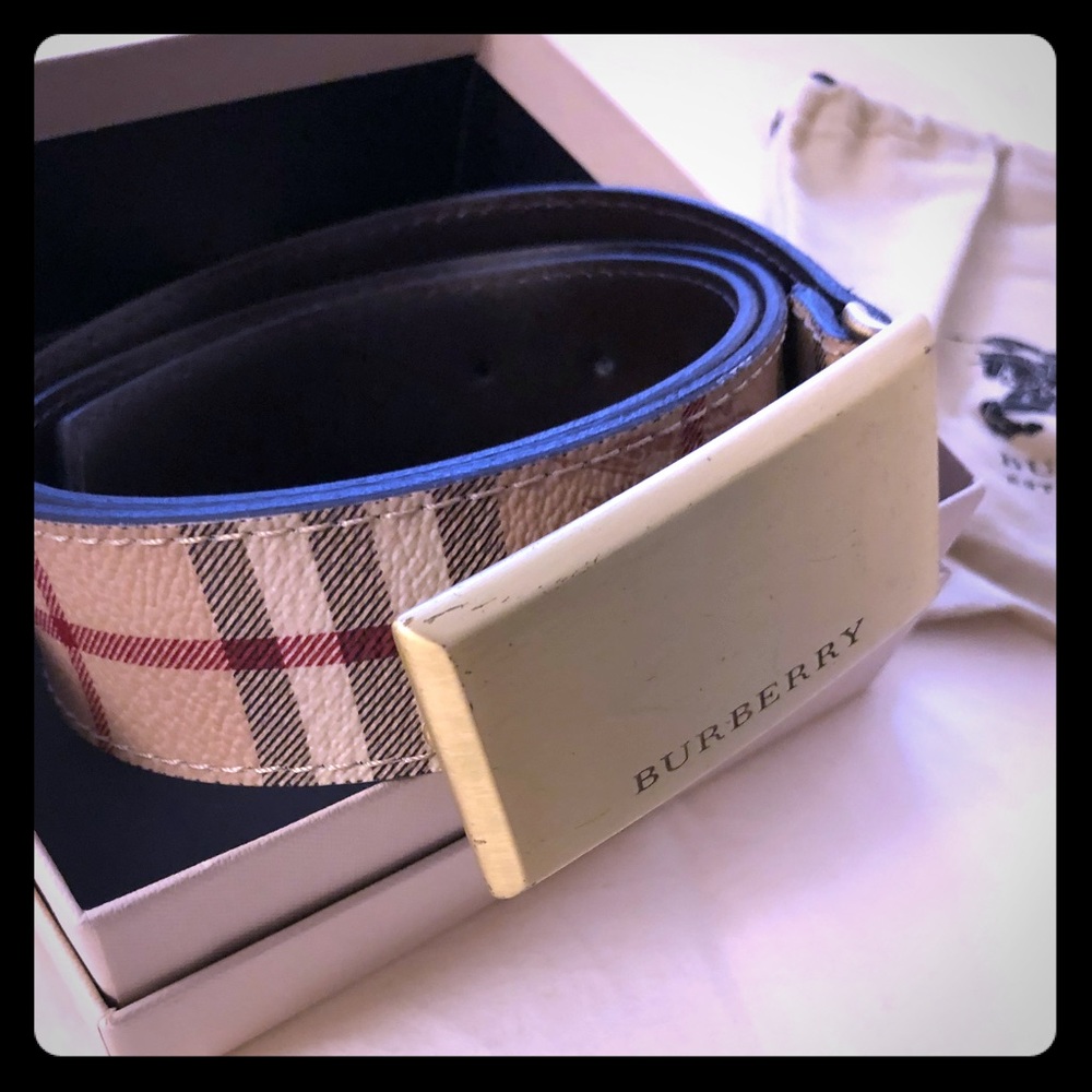 BURBERRY HAYMARKET UNISEX LEATHER BELT