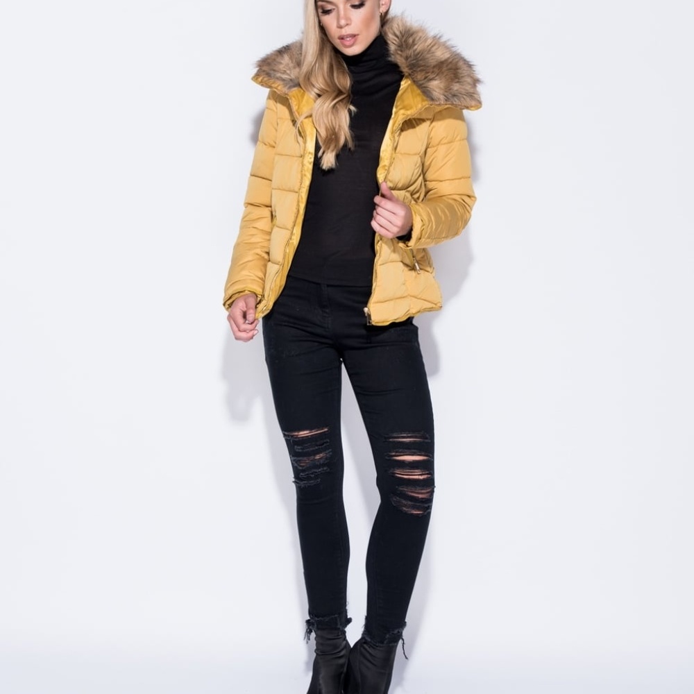 NEW Fur Collar Zip Detail Puffy Jacket - Picture 3 of 8