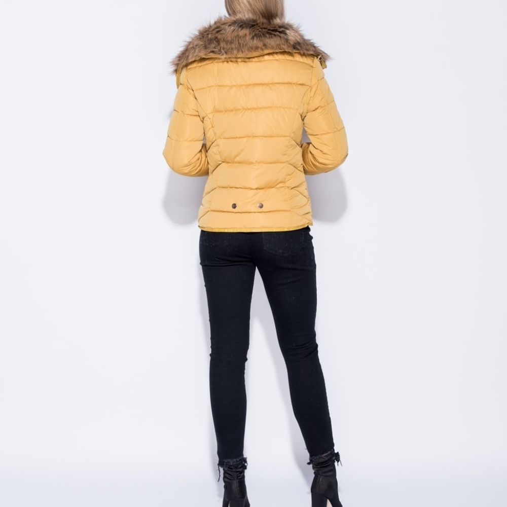NEW Fur Collar Zip Detail Puffy Jacket - Picture 8 of 8