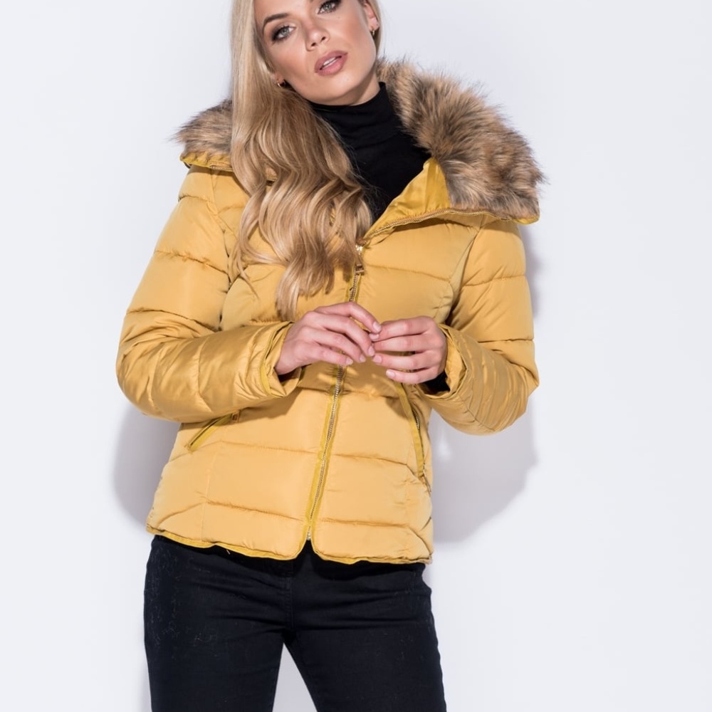 NEW Fur Collar Zip Detail Puffy Jacket - Picture 5 of 8