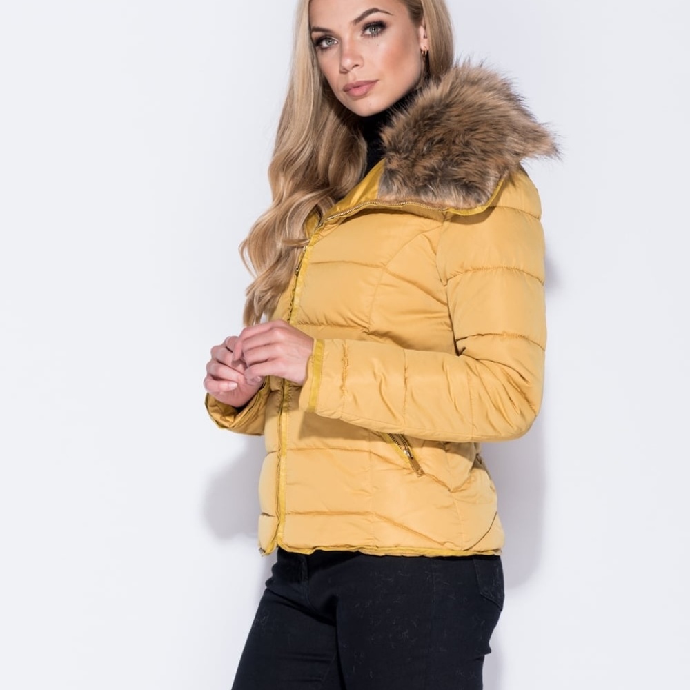 NEW Fur Collar Zip Detail Puffy Jacket - Picture 7 of 8