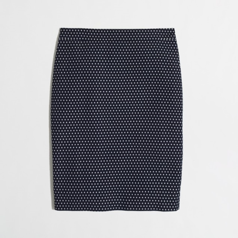 {2} Navy J. Crew Factory Pencil Skirt-Jacquard Dot