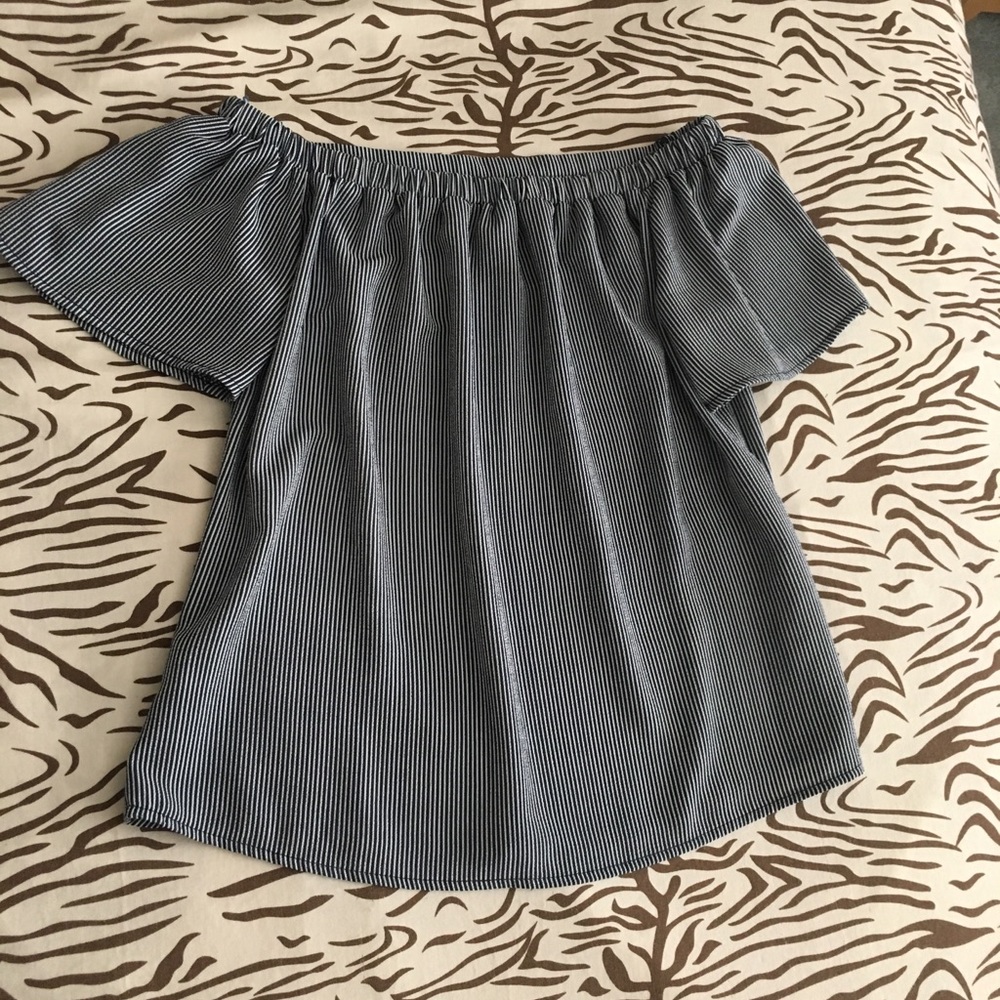 Off the shoulder striped shirt