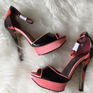 Coral ankle strap heels