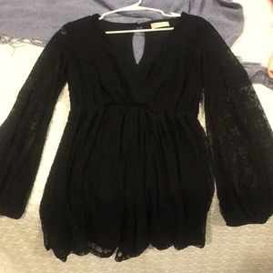 Black long sleeved lace romper