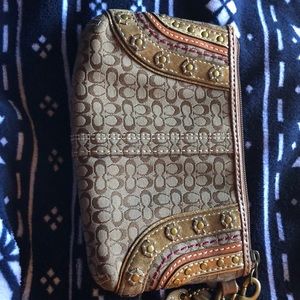 Authentic Coach brown wristlet