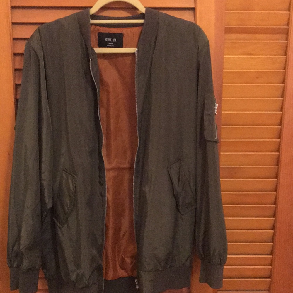 Shiny army green bomber