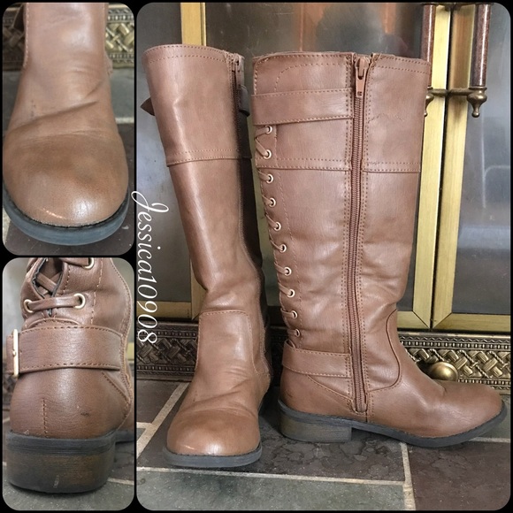 SOLD Justice Lace Up Zip Side Faux Leather Boots - Picture 3 of 6