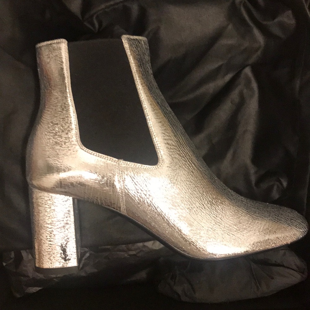 YSL 70 MM LOULOU METALLIC BOOTS SIZE 38