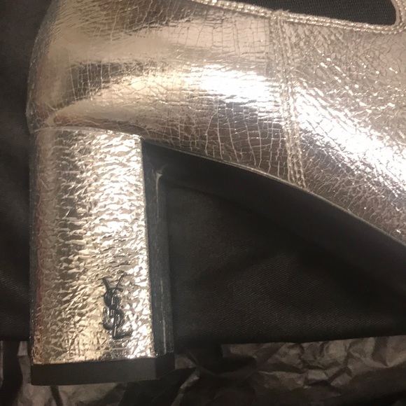 YSL 70 MM LOULOU METALLIC BOOTS SIZE 38 - Picture 2 of 5