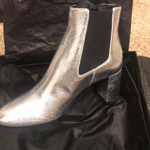 YSL 70 MM LOULOU METALLIC BOOTS SIZE 38 - Picture 3 of 5