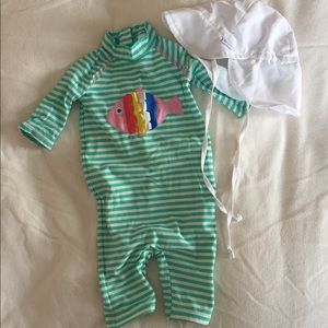 Baby Boden swimsuit and hat