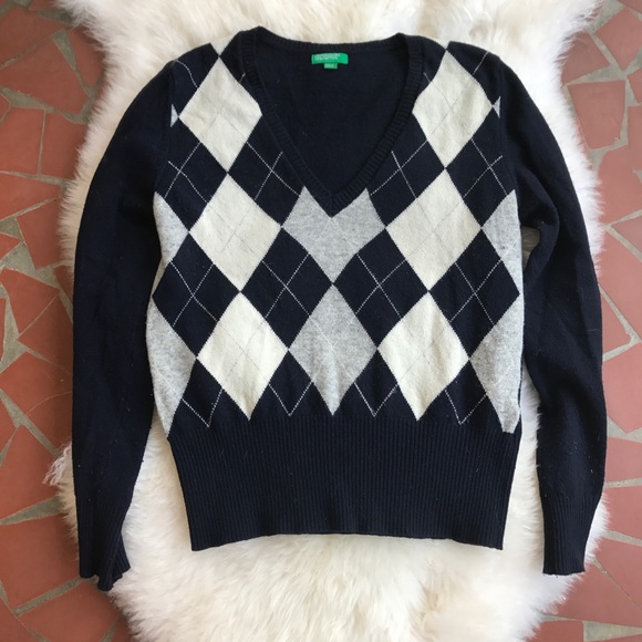 benetton argyle sweater